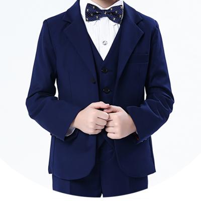 China China TR Formal Wholesale Dark Blue Cloth Thin Suit Party Wear 3 Pieces Baby Boy Wedding Suits For Kids for sale