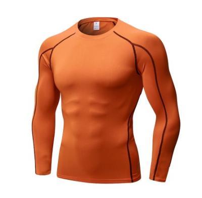 China Anti-Wrinkle Fitness Men Long Tights Gym Thermal Compression Bodybuilding Clothing T-shirt Running Men's Muscle Tights Quick Dry Shirt for sale