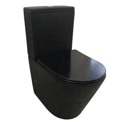 China Double-flow Matte Black Two Piece Toilet Suites New Design Rimless Flush Toilet Bowl Chaozhou Factory for sale