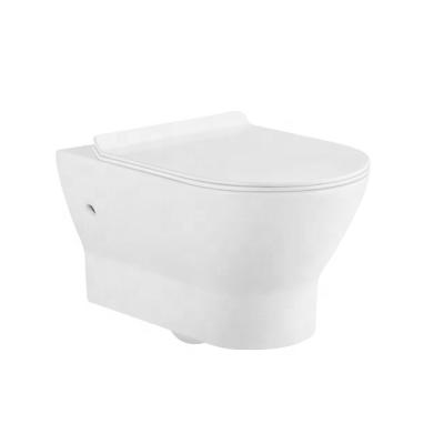 China Various Modern Promotional Goods Using Flow Collision Wall Type Hung Closet Ceramic Rimless Toilet for sale