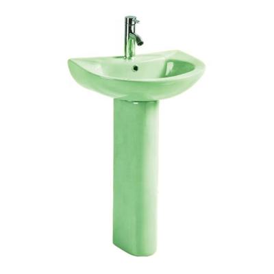 China Factory Cheap Color High Temperature Modern Pedestal Wash Basin Chaozhou Green Ceramic Two Piece Pedestal Wash Basin for sale