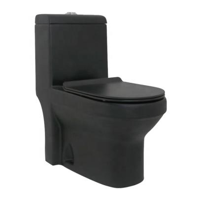 China Double-flush Matt Black Ceramic One Piece Toilet Square 1 Piece Oval Toilet Bowl for sale