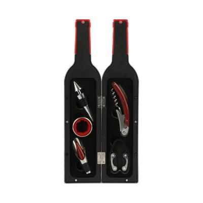 China 5pcs Red Color Wooden Wine Stocked Opener Set With Bottle Wine Box for sale