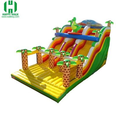 China Who respects the environment; custom made inflatable bouncer safe wholesale inflatable dinosaurs long slide with palm tree for sale kids for sale