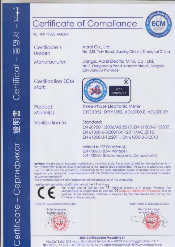 CE - Jiangsu Acrel Electrical Manufacturing Co., Ltd.