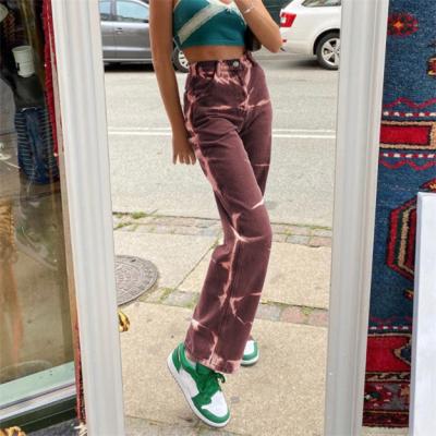 China 2022 new QUICK-DRY women's pants fashion street style personality tie-dye women's High-waist casual pants for sale