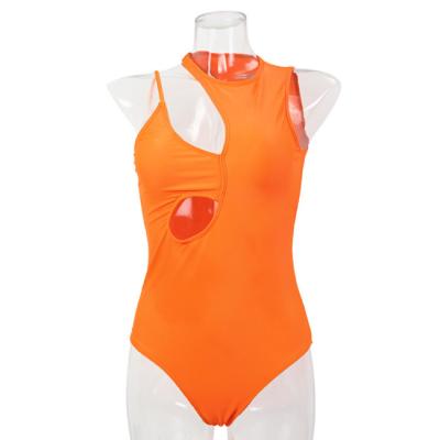 China New Solid Color Windproof Bikini Ladies Sexy Hollow Stitching One Piece Swimsuit for sale