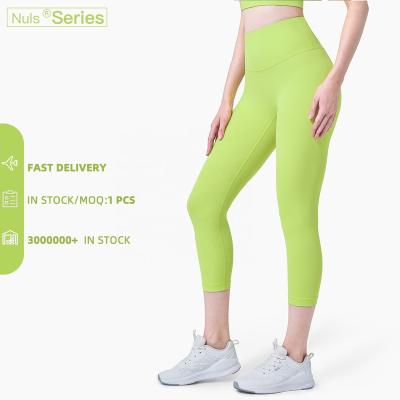 China Dropshipping Solid Color Breathable Fitness Leggings With Pocket Women Waist Gym Tights Tops for sale