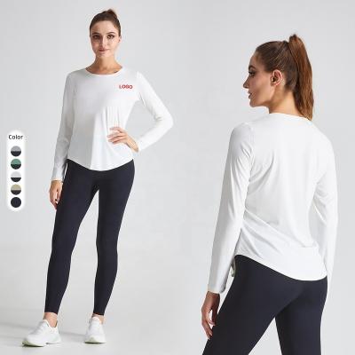 China Breathable Loose Long Sleeve Shirt Super Abundance Drape Ultra Soft Yoga T-shirt Women Gym Shirt for sale