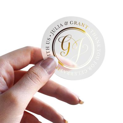 China Circle Waterproof Rose Gold Sticker Transparent LOGO Label Adhesive pp Rose Gold Foil Printing Stickers for sale