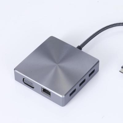 China Type-C Type C Adapter Usb C Computer Hub 10 In 1 Dongle With Rj45 SD Usb3.0 Tf Card Reader Mic Audio USB-c PD 3.0 Ethernet 4k Hdmi VGA 3 for sale