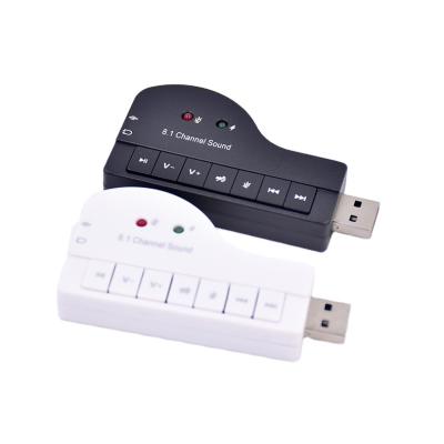 China ABS 8.1 Channel External USB Sound Card Piano Shaped Adapter For Win XP/7/8 Android Linux MacOS 3D Headset Audio Microphone for sale