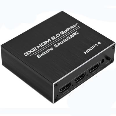 China HDMI 3X2 4K@60Hz Splitter With TOSLINK&R/L 3.5mm Optical Audio Extractor Hdmi Changer Ultra HD 1080P Supports BEND OZQ5 for sale