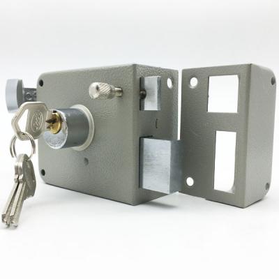 China Doors North America Hot Sales Gray Finish Outside Opening Night Door Entry Locked Rim Door Locks for sale