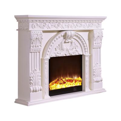 China French Hotel Vintage White Custom Decorative Fireplace Surround Remote Control Simulated Electric Fireplace With Fireplace Mantel for sale