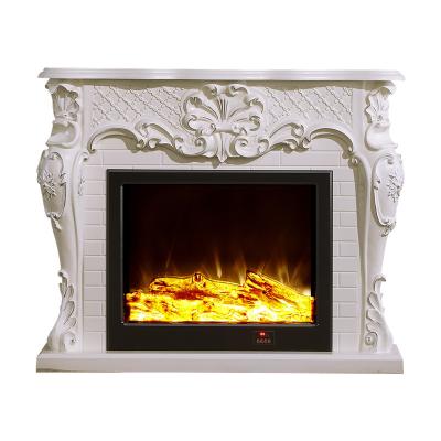 China European Hotel 8097 Vintage Brick Beautifully Carved Living Room Wooden Electronic Decorative Cabinet Fireplace Electric Fireplace for sale