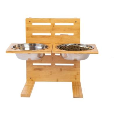 China Wholesale Multi Colors Wooden Frame Ceramic Pet Cat Dog Bowl From Eco-friendly Manufacturer for sale