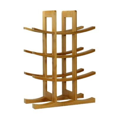 China Wall Mounted Bamboo Wall Mounted Gold Wine Countertop Rac Metal Wine Bottle Viable Drying Rack Display Wooden Wine Rack for sale