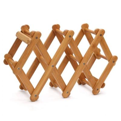 China 6 Tiers Free Standing Wine Rack Bamboo Wine Rack Wine Bottles Storage Display Stand Rack For Kitchen Bar Cellar for sale