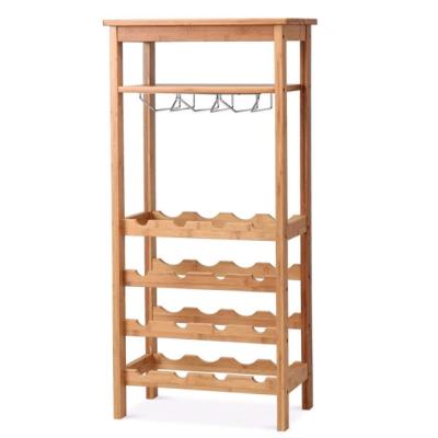 China 20 Viable Wholesale Bamboo Free Standing Modular Stackable Bottle Wine Rack Storage Shelves For Kitchen, Pantry, Cellar, Bar for sale