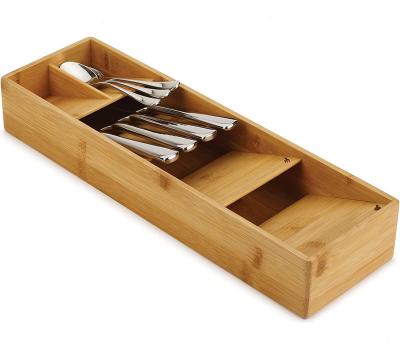 China Bathroom Kitchen Bamboo Wooden Expandable Drawer Organizer, Drawer Silverware Organizer Tray Utensil Holder for sale