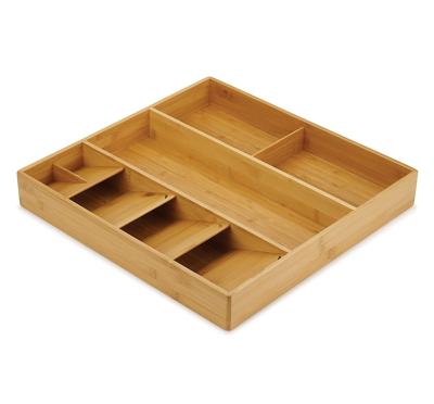 China Bathroom Kitchen Drawer Organizer With Expandable Cutlery Tray Desk Drawer Organizer Grooved Bamboo Drawer Dividers for sale