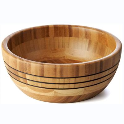 China Acacia Natural Health Large Salad Bowl Sustainable Beautifully Shaped Reusable Bamboo Bowl for sale