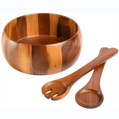 China Sustainable Wholesale Fruit Serving Bowl Warehouse Kitchen Tools Large Bamboo Wooden Salad Bowl Mixing Bowl for sale