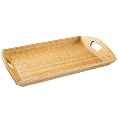 China Good Quality Sustainable Folding Bamboo Food Tray Table With Handles And Media Slot for sale