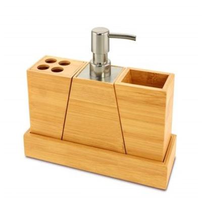 China Sustainable Hot Sale Bathroom Set 4 Piece Bamboo Wooden Hotel Bathroom Accessories for sale