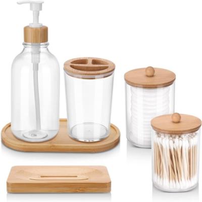 China Sustainable 3 Piece Premium Bamboo Wood Bathroom Accessories Set For Home Or Hotel Decor for sale