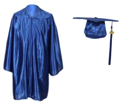 China Can be customized high quality royal blue shiny hat and kindergarten graduation gown for sale