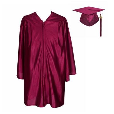 China Can Be Customized Hot Selling School Long Gown Graduation Gown And Hat With Tassel For Adults Shiny Red for sale