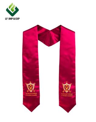 China School Wholesale Stole Adult Unisex Embroidered Graduation Stole /Sash With Gold Trim for sale