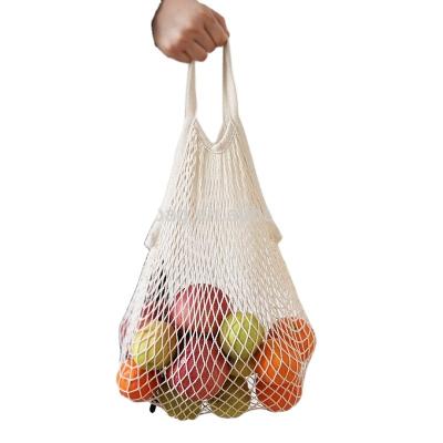 China Custom Net Grocery Handled Tote Bag Washable Durable Cotton Mesh Bag For Fruit Vegetable Cotton Amazon Reusable Organic Produce Bags for sale