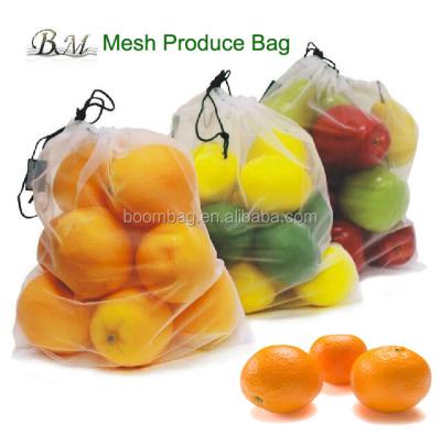 China Eco - Friendly Food RPET Material Reusable Grocery Mesh Produce Bag For Vegetables And Fruit for sale