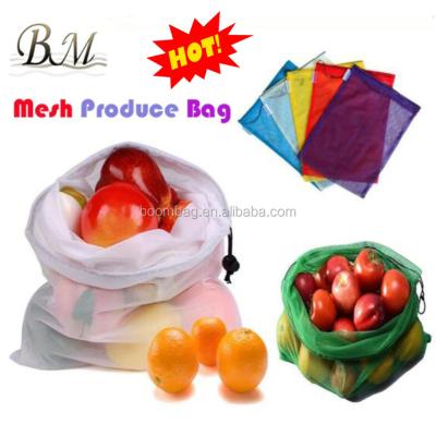 China Pantone Mesh Produce Bags Grocery Shopping and Storage Reusable Colorful Polyester Mesh Produce Bags from Fruit Vegetable Pantone for sale