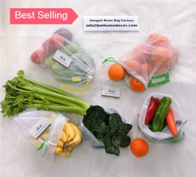 China Transparent Cheap Fruit And Vegetable Food House Reusable Lightweight Nylon Mesh Produce Bag for sale