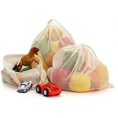 China Reusable Organic Rope Handle Cotton Product Bags / Cotton Mesh Bags For Fruit And Vegetable Grocery /Organic Cotton Mesh Bags for sale