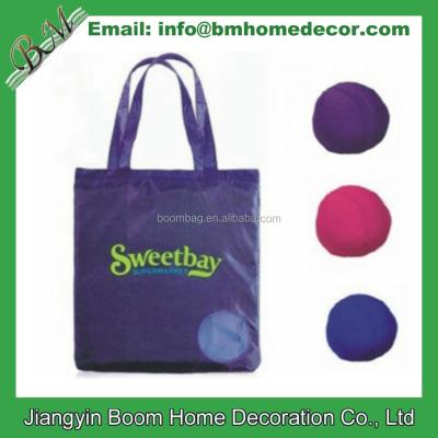 China Reusable Shopping Bag 190t Polyester Eco Spandex Ball Shape Reusable Round Foldable Shopping Bag for sale