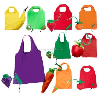 China Shopping Bag Carrot + Apple + Grape + Lemon + Kiwi + 190T Polyester Orange Reusable Fruit Foldable Shopping Bag for sale