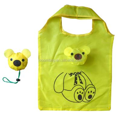 China Cute Cartoon Eco Animal Folding Grocery Portable Reusable Bear Shaped Foldable Shopping Tote Bag for sale