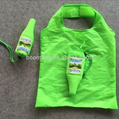 China Polyester Folding Gift Shopping Bag Promotional Beer Bottle Shape Foldable Shopping Bag for sale