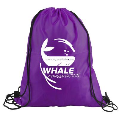 China Custom Wholesale Anti-theft Logo Sports Cinch Backpack 210D Polyester Drawstring Bag Printed Suction String Bag for sale