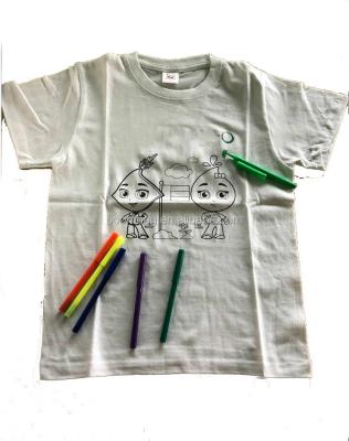 China Cheap Promotional Anti-shrink Kids DIY Cartoon Painting 100% Cotton T-shirt for sale