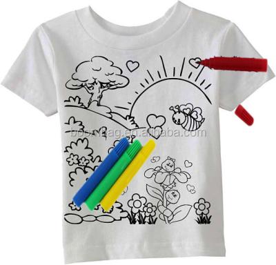 China Kids Anti-Shrink DIY Color Your Own Painting100% Cotton Coloring Drawing T-Shirt With Markers for sale