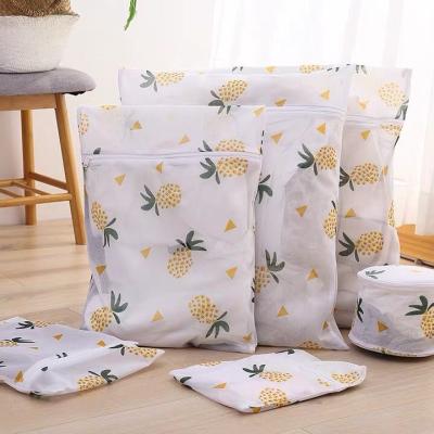 China Polyester Mesh Laundry Bag Fine Mesh Printing Foldable Mesh Washing Bag Lingerie Laundry Bag for sale