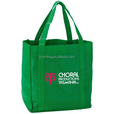 China Custom Handled Logo Printed Green Color Reusable Recycled Eco Heavy Duty Non Woven Elephant Grocery Bag for sale