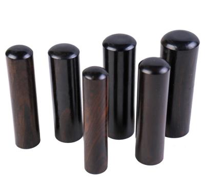 China Direct Black Wooden Book Handle Collection Name Seal Office Factory Round Sandalwood Stamp for sale