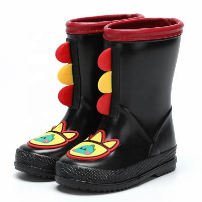 China Latest New Design Boy Girls Waterproof Dinosaur Cool Dragon Rubber Wellies Soft Reach Material Rain Boots For Kids Children Student for sale